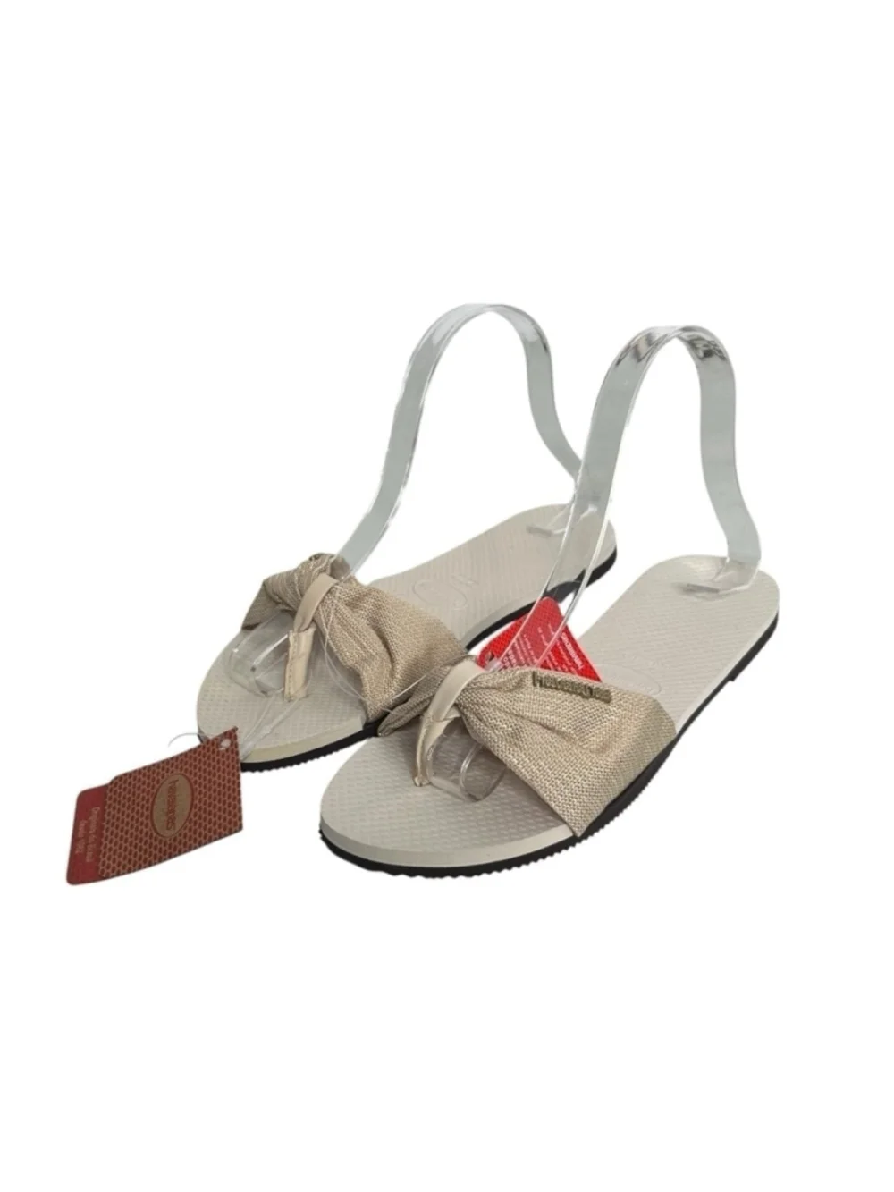 Havaianas You St. Tropez Metallic Shine Sandals Flip Flops Beige Women's 7/8